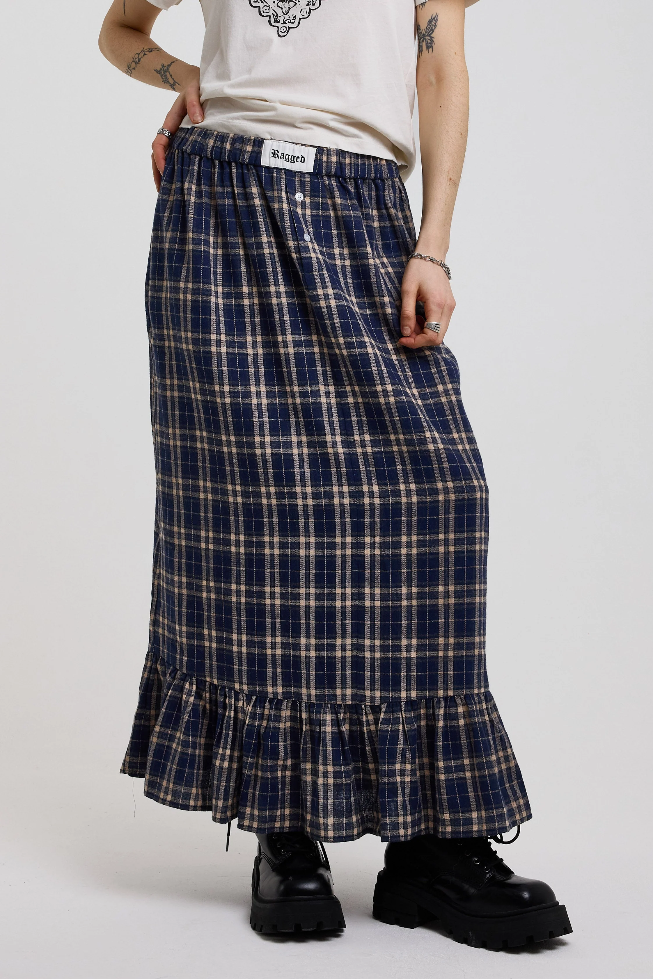 Boxer Tartan Check Maxi Skirt - Image 2